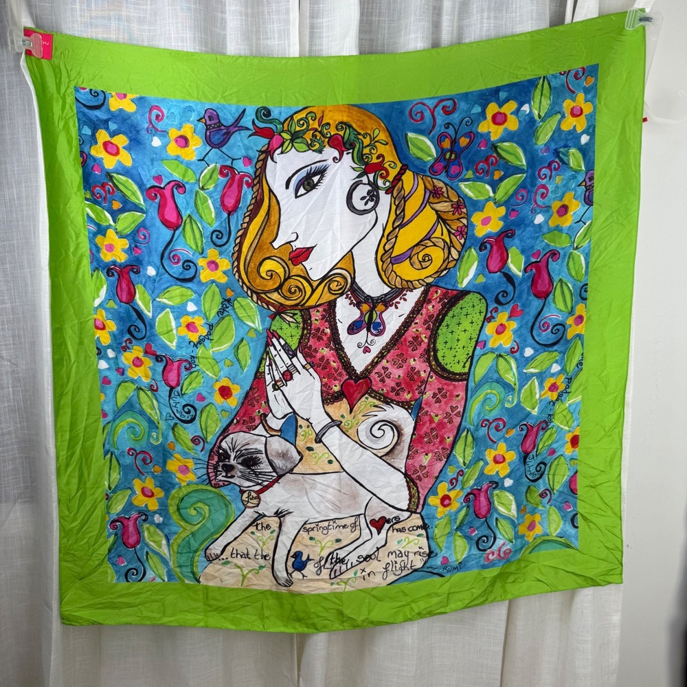 Kate Padget-Koh "Spring Patron Saint of Zimmermann" Art Textile 30x22 Rumi Quote
